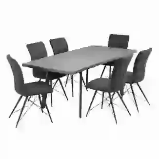 Concrete Effect Dining Table & Chairs Set